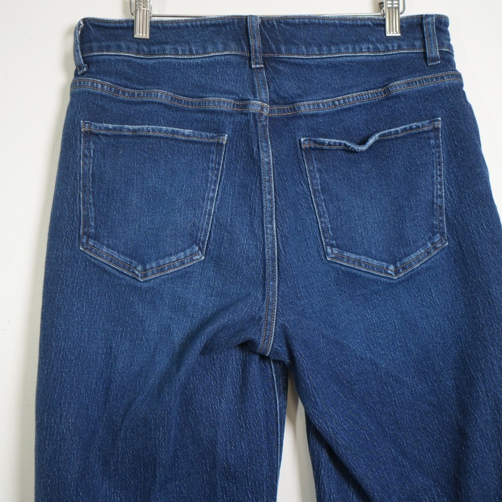 Quince Wide Leg Jeans Womens 32 Blue High Rise Cropped Comfort Stretch Denim - Picture 9 of 10